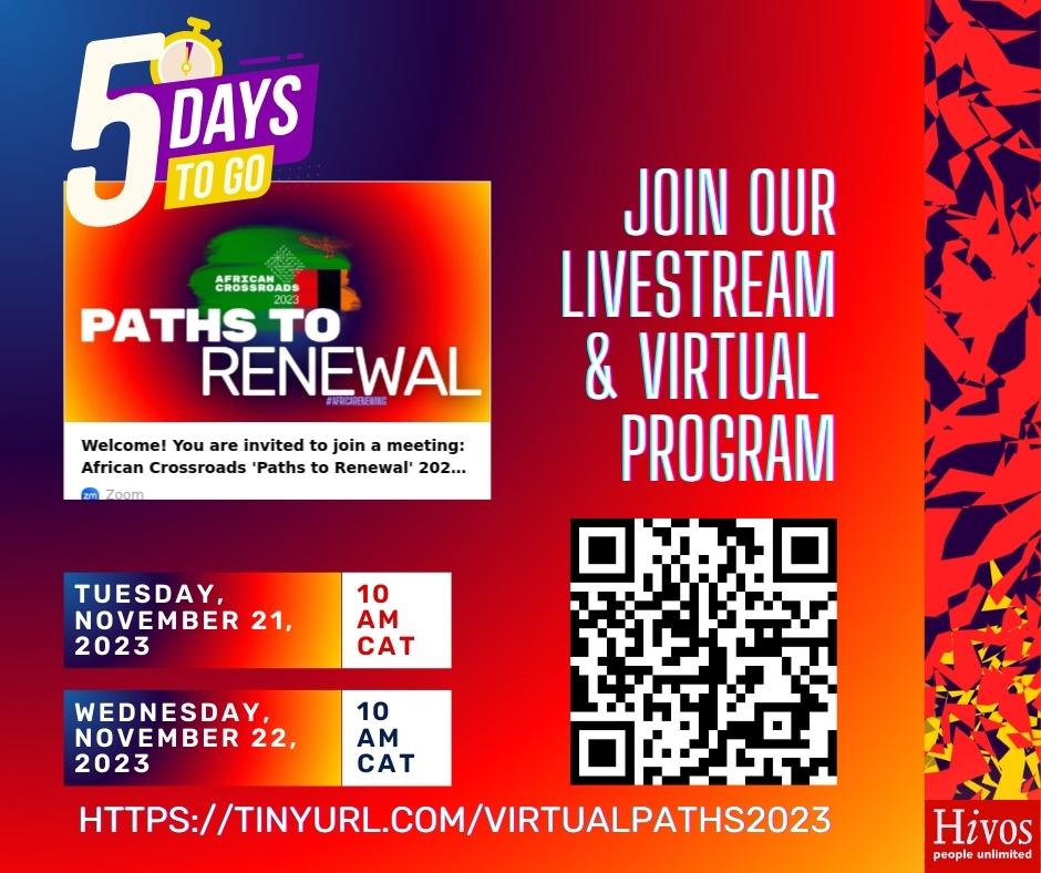 🌍Can't be with us at #AC2023 in person? No problem! 🚀 Join virtually for the ultimate AC experience. 🖥️💬 Connect with speakers, network with leaders, &amp; dive into PathsToRenewz🔗 Register on Zoom: tinyurl.com/virtualpaths20… &amp; get ready for a virtual blast!  #Africarenewing