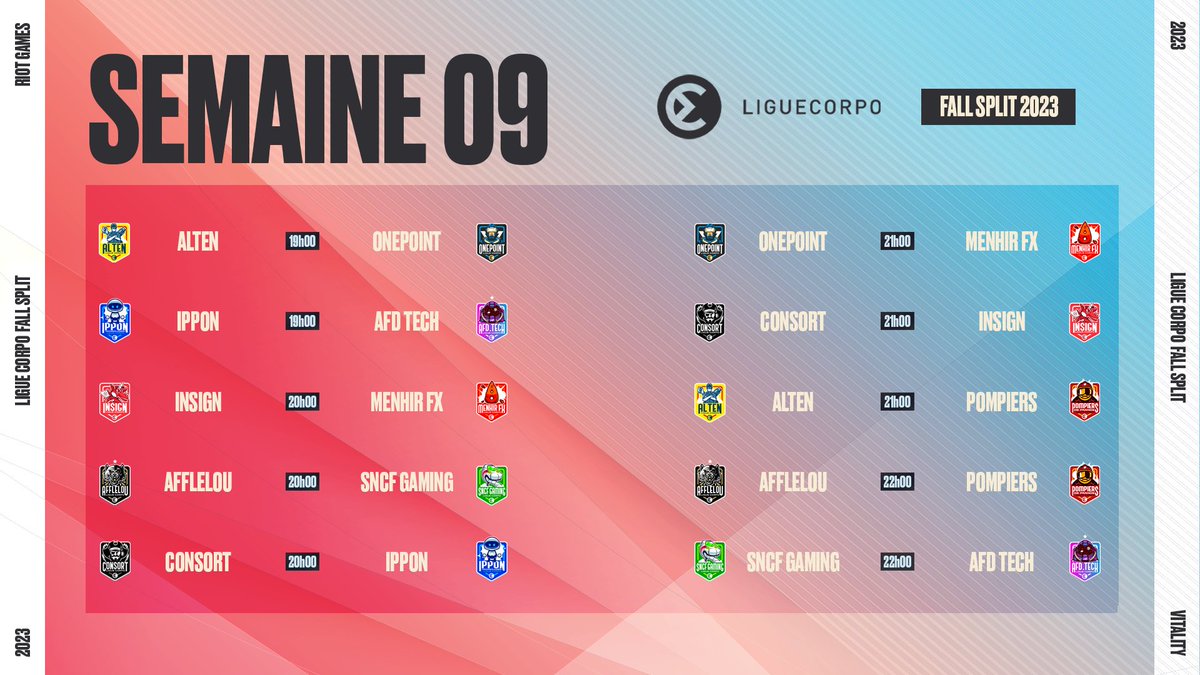 LigueCorpo's tweet photo. Bonjour !
On est lundi et aujourd'hui c'est la dernière journée de la saison régulière pour la Ligue Corpo !
Ce soir nous connaitrons les équipes que nous retrouverons en play-offs la semaine prochaine !
On vous attend ce soir à 19h !
https://t.co/TNqtBYHCMs https://t.co/tXCuNRqw6d