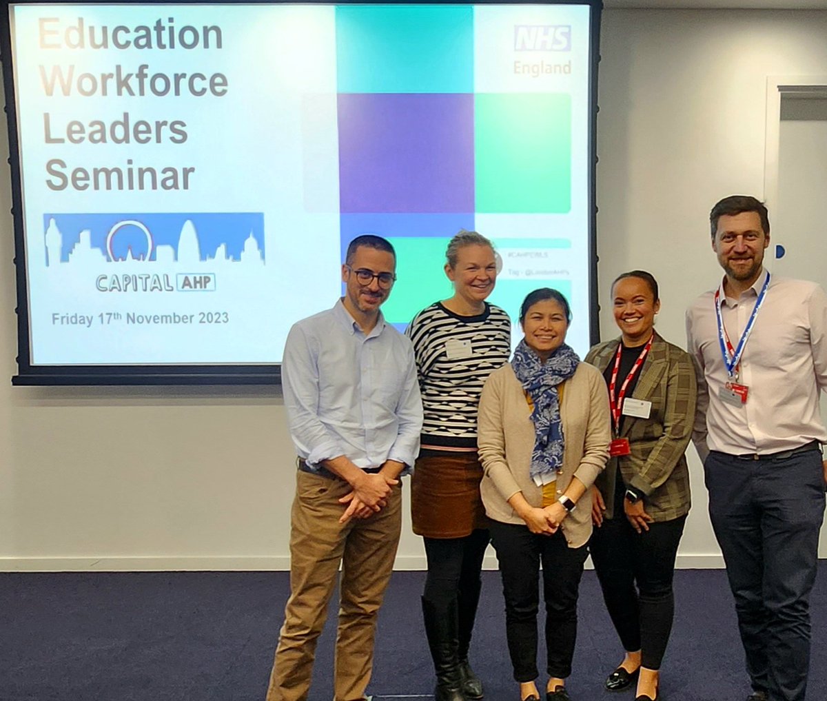 tompdodp's tweet photo. Amazing day with brilliant AHPs from @GSTTnhs and the whole London at the Education Workforce Leaders Seminar @NHSHEE_LDN #CAHPEWLS @londonahps @MichSimon3 @gareth_lee_j #WeAHPs #ODP https://t.co/yUvdukUMaU