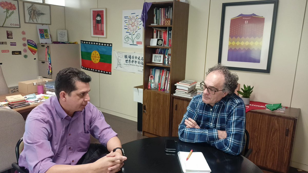 VDefensa's tweet image. El defensor de #DDHH y líder sindical, Abel Rivera, se ha reunido con Félix Ovejero, responsable de la Secretaría de Internacional Cooperación y Migraciones de CCOO, para exponer los riesgos que viven los sindicalistas en Colombia y la necesidad de mecanismos reales de protección