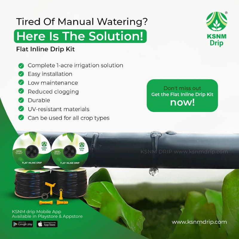 KSNMDrip's tweet photo. Say goodbye to manual watering. Don't miss out on a better way to water your crops. Get your Flat Inline Drip Kit Now!

#RainHose #RainPipe #KSNMDrip #Irrigation #agriculture #Farmer https://t.co/VI7wjhksqN