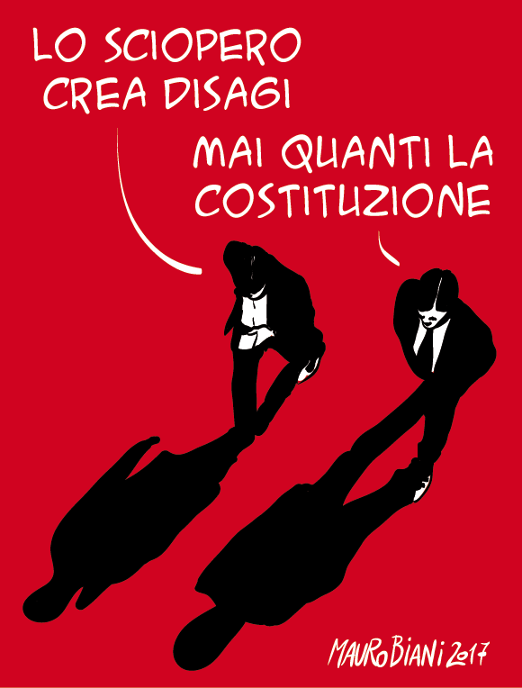 #ScioperoGenerale #sciopero #Costituzione #lavoro #diritti #disuguaglianza 
La vignetta, del 2017.