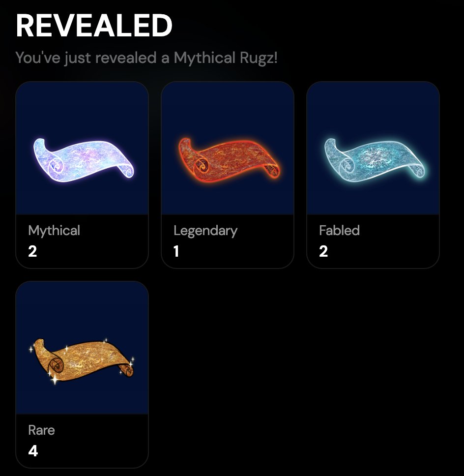 CryptoXeta's tweet photo. Happy reveal! Just revealed 2 Mythical Rugz😎 @kubzjungle @keung https://t.co/cL6vqfunmS