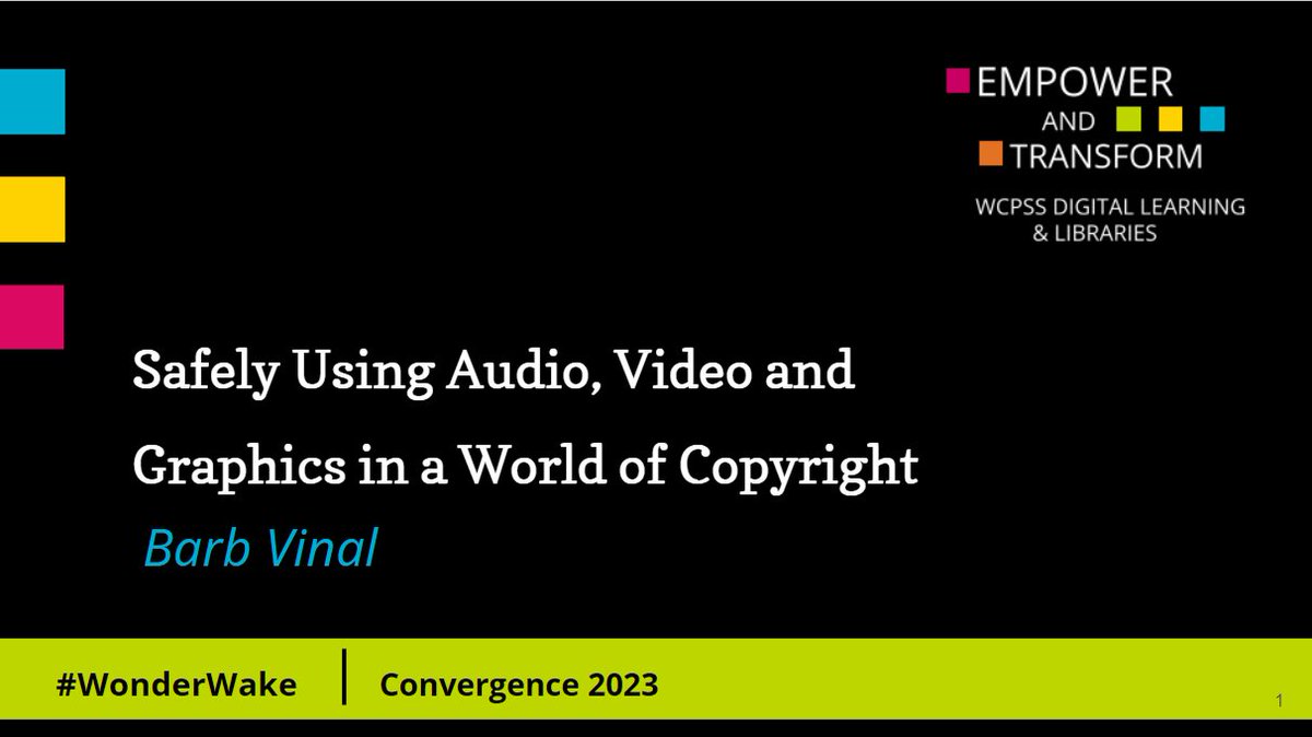 📢‼️ I'm excited to speak at WCPSS Convergence 2023 on Copyright. Tons of resources! wcpssconvergence2023.sched.com/event/fec8047f…  <a href="/sched/">Sched</a> <a href="/wcpssdll/">wcpssDLL</a>
