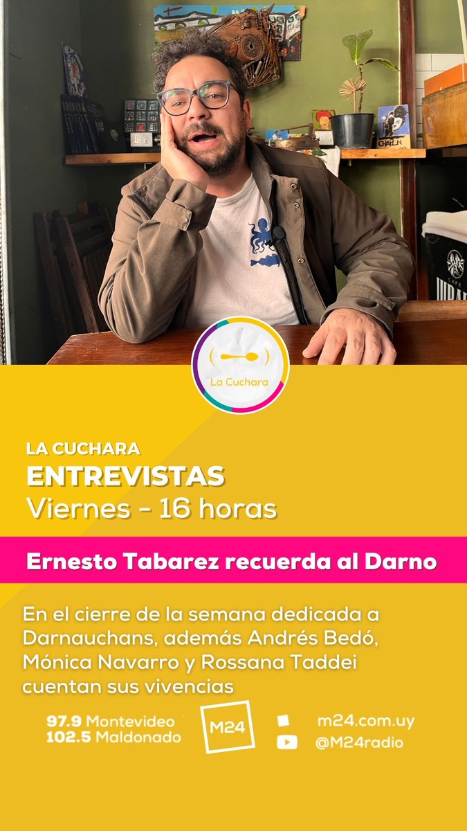 Cerramos la Semana del Darno von las historias tan personales de <a href="/eldelosproblems/">Ernesto Tabárez</a> más las vivencias de <a href="/monicanavarroo/">Mónica Navarro</a> <a href="/rossanataddei/">rossana taddei</a> y AndrésBedó, y la música del recientemente salido Las Canciones del Zurcidor. Desde las 16 nos vemos y escuchamos en <a href="/M24radio/">M24</a> <a href="/Lacuchara_radio/">La cuchara radio</a>