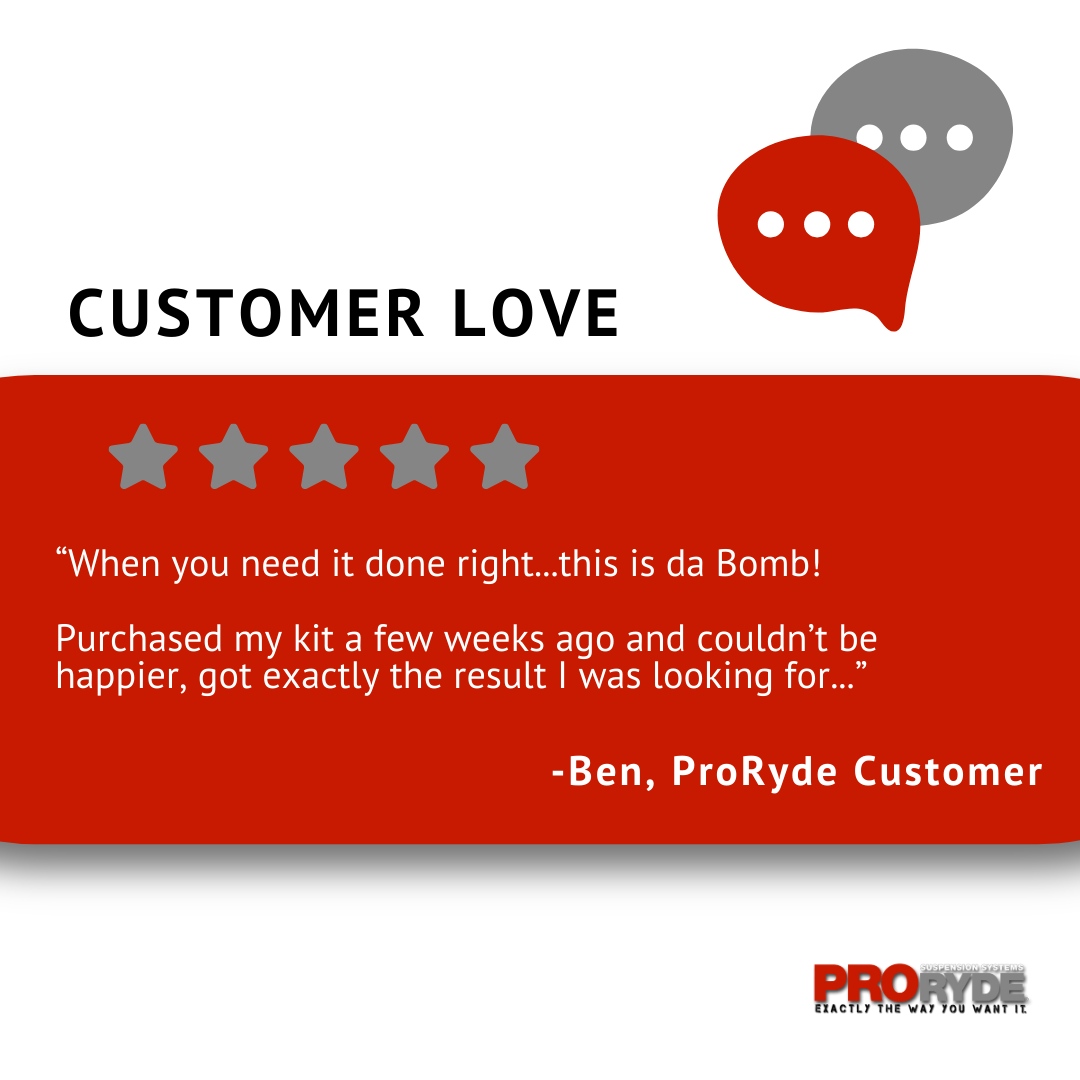 Hearing from our customers is a favorite of ours. Share your experience with us!

#ProRydeCustomers #Reviews