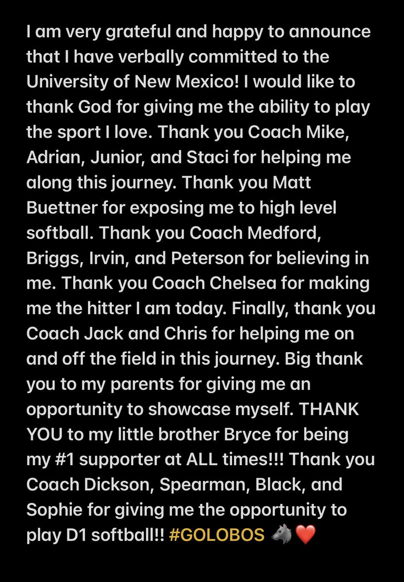 Hard work has payed off. Gotta keep grinding!!  #golobos🐺❤️ <a href="/UNMLoboSB/">UNM Softball</a> <a href="/Coach_Spearman/">Morgan Spearman</a> <a href="/CoachDickson/">Nicole Dickson</a> @SBlackUNM Coach Sophie <a href="/GloryAdkinsGold/">Glory Adkins GOLD 18U</a> <a href="/GuyerSoftball/">Guyer Softball</a> <a href="/chelss19herndon/">Chelsea Herndon</a>