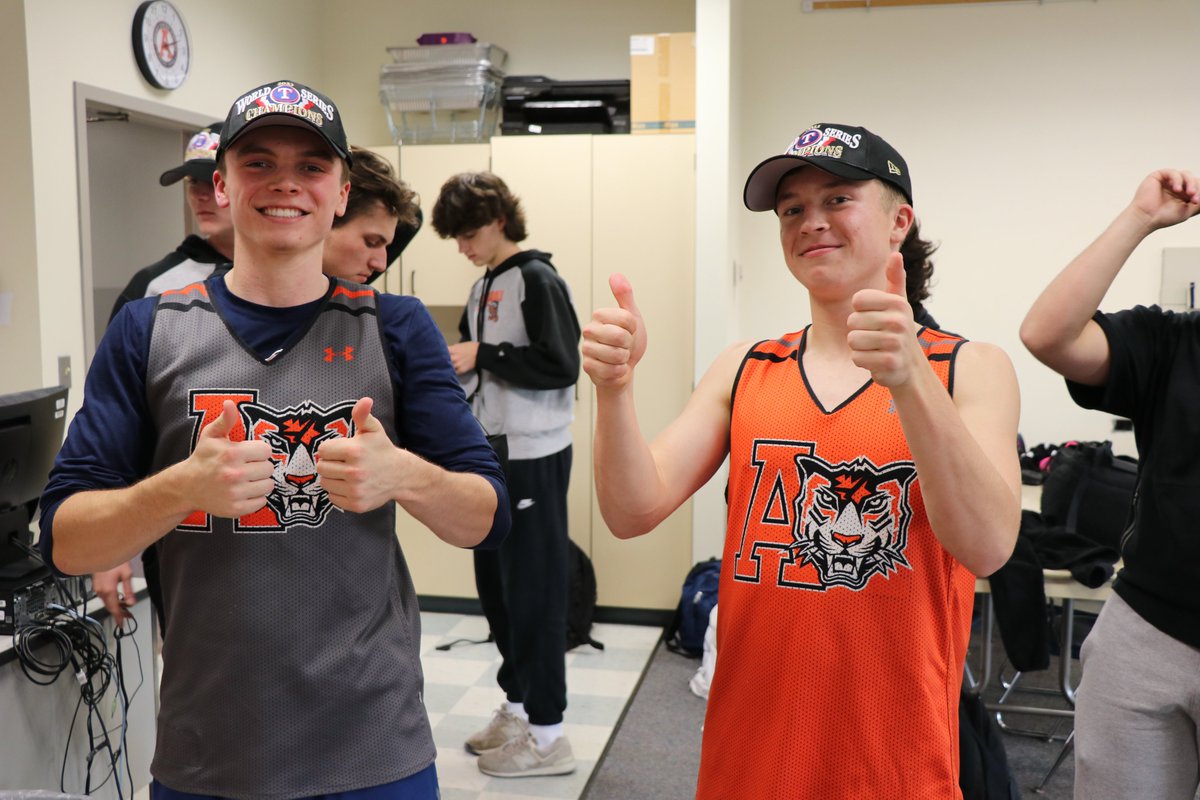 AmherstTigers1's tweet photo. Thanks @NewEraCap! @AmherstTigersBB is proud to rep Texas Rangers catcher and ACHS alum @Jonah_heim6 in his team's World Series win! https://t.co/6eVs1x3luK