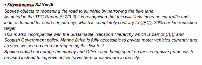 SpokesLothian's tweet photo. @david_mccraw @EdinburghCC #Silverknowes Road North
Spokes strongly opposed reopening toπ
However, for clarity, note that..
1. all parties except Greens accepted reopening
2. the segregated lane is to be narrowed *not* removed
@lochindaal1 @moragduncan @sbarlster @lauramegan8 @Smashy1969 @LaidBackBikes https://t.co/47IU2bRCsb