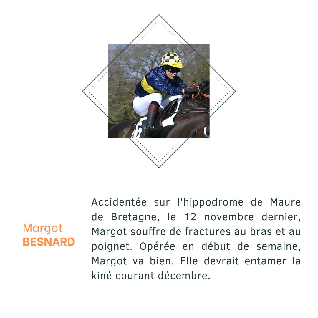🏥 #Jockeys blessés !
📞 Quelques nouvelles de notre collègue jockey actuellement en arrêt que nous avons pu joindre.
🙏💙 Nous souhaitons à l'ensemble de nos confrères un bon rétablissement.
