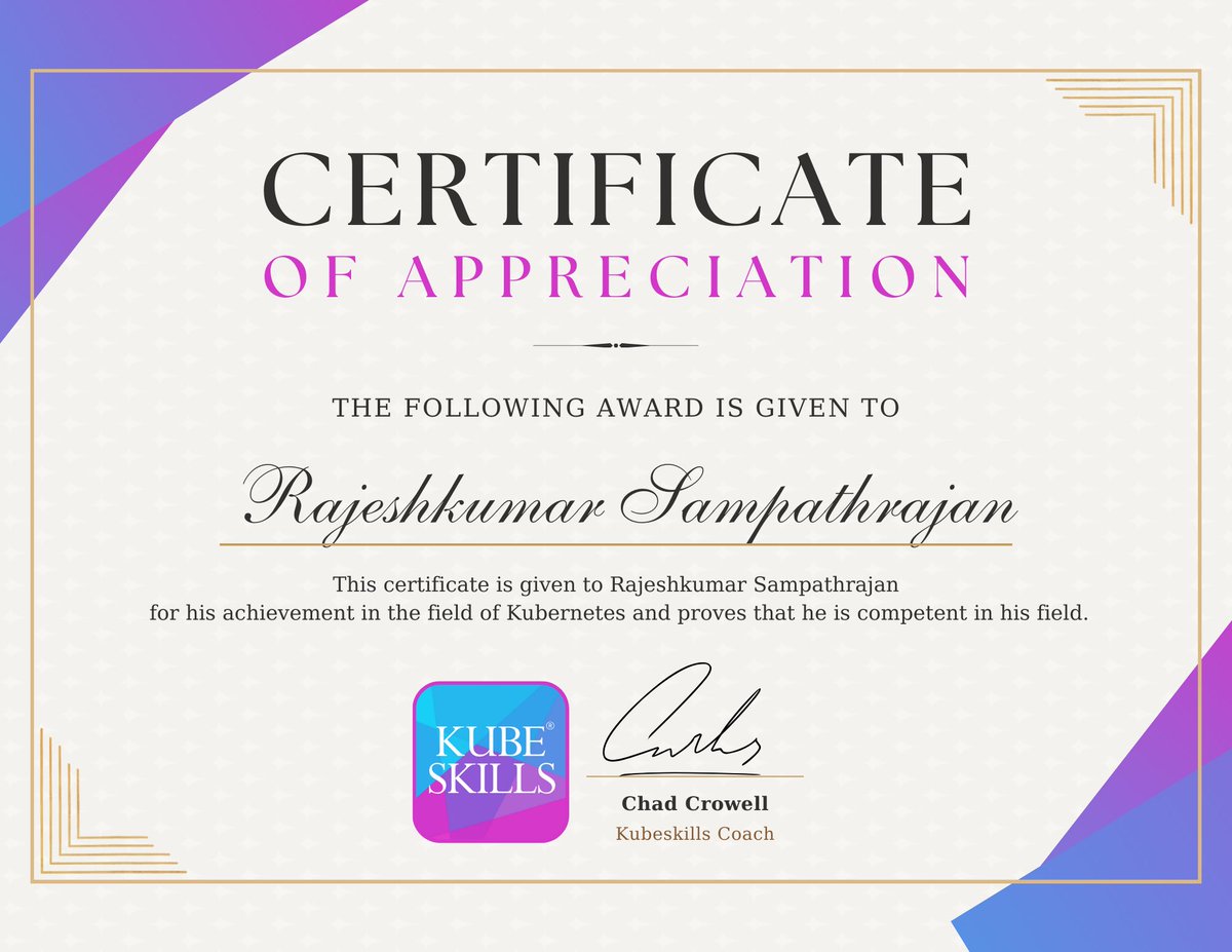 kubeskills's tweet photo. 🎉Congratulations to Raj for his hard work and dedication in the #Kubeskills community, and for #acingtheckad !! 🙌 He has an amazing work ethic and at the same time is encouraging to others! #appreciationpost https://t.co/S6fkGPBv1K