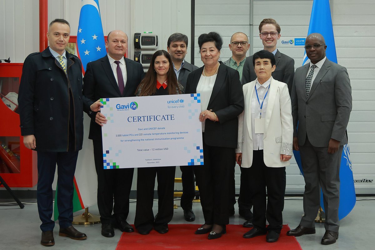 UNICEF and Gavi donate IT and waste management equipment to the Ministry of Health 🇺🇿 worth $3.2 million to strengthen Uzbekistan’s immunisation programme. 📖 unicef.org/uzbekistan/en/…