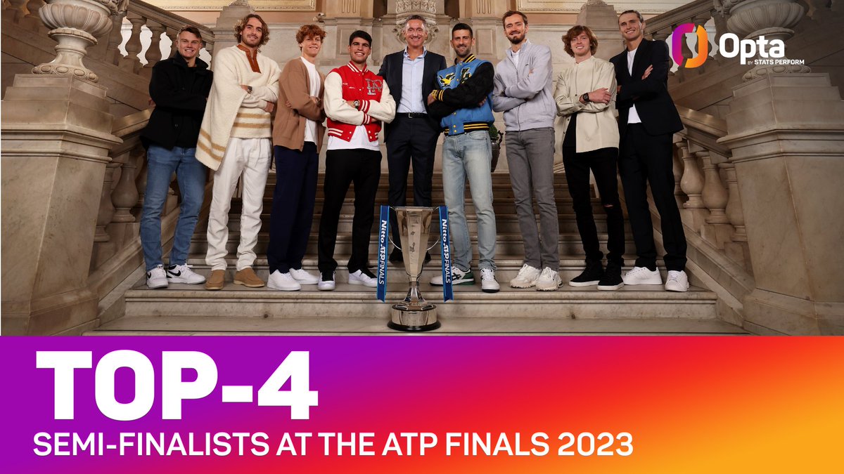 4 - For the 4th time since 1990 the World No.1, No.2, No.3 and No.4 will feature the SFs at the ATP Finals after 1990 (Lendl, Agassi, Edberg and Becker), 2004 (Federer, Roddick, Hewitt and Safin) and 2020 (Djokovic, Nadal, Thiem and Medvedev). Quads. #NittoATPFinals | @atptour