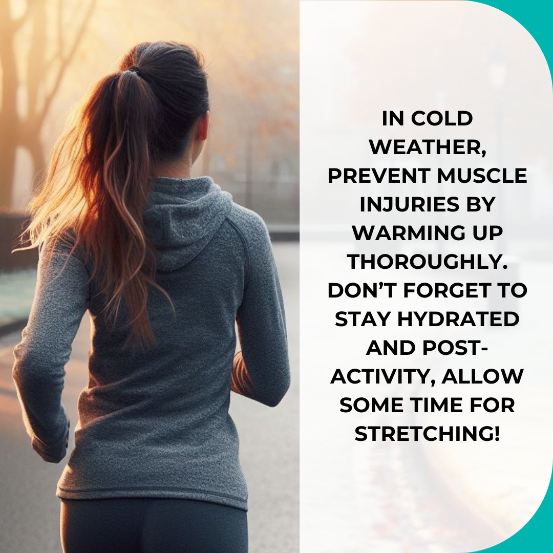 As the temperature drops, it's crucial to be mindful of preventing #muscleinjuries in cold weather. Cold #muscles are less flexible and more prone to strains and sprains. Before heading out into the chill, ensure a thorough #warmup to increase blood flow and flexibility! 💪