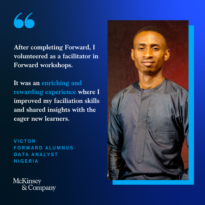 McKinsey's tweet photo. Are you a young professional eager to fulfill the high aspirations and professional goals you set for yourself?

Forward, a free online learning journey by McKinsey can help you develop essential skills to make a difference in your career. Start today!

#TakeAStepForward