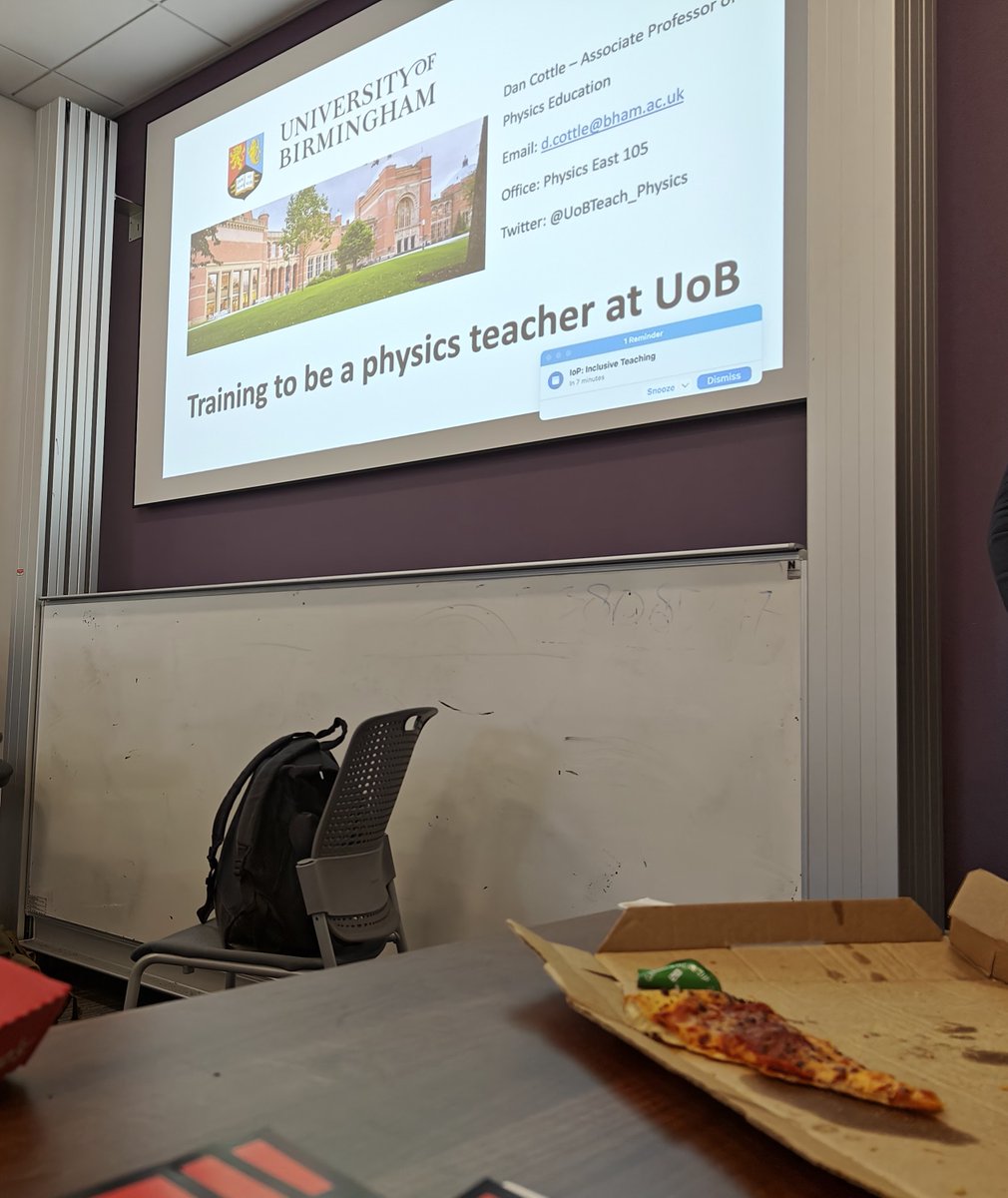 UoBTeach_Physics (@uobteachphysics) on Twitter photo Talking to physics undergraduate students in the School of Physics at <a href="/careersbham/">UoB Careers Network</a> <a href="/unibirmingham/">Uni of Birmingham</a> <a href="/PhysicsNews/">Institute of Physics</a> this lunchtime about opportunities in secondary physics teaching. Cafe Physics - pizza and discussion. Not much pizza left now! #getintoteaching #iteachphysics Talking to physics undergraduate students in the School of Physics at <a href="/careersbham/">UoB Careers Network</a> <a href="/unibirmingham/">Uni of Birmingham</a> <a href="/PhysicsNews/">Institute of Physics</a> this lunchtime about opportunities in secondary physics teaching. Cafe Physics - pizza and discussion. Not much pizza left now! #getintoteaching #iteachphysics