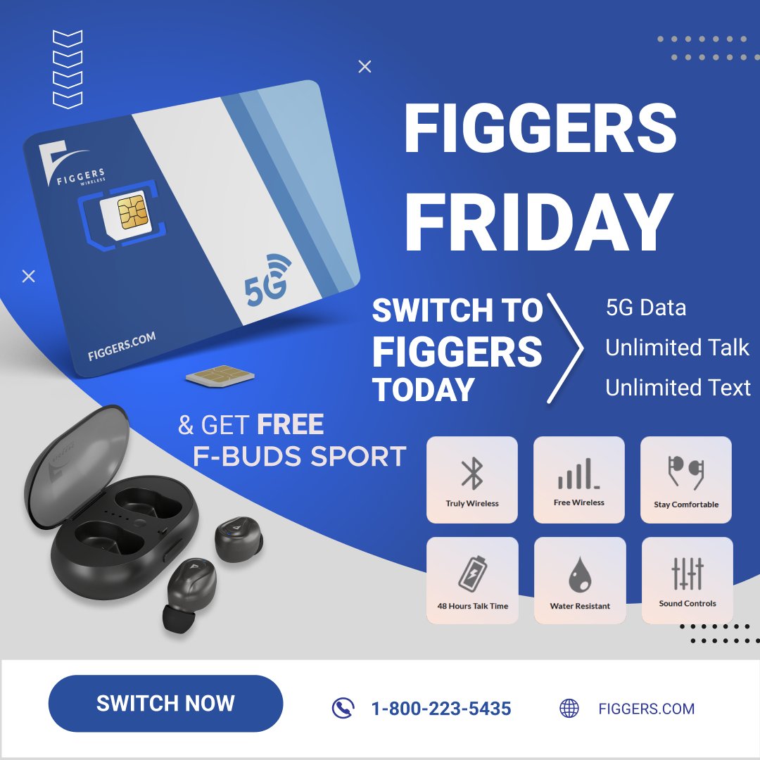 FiggersWireless's tweet photo. It's Figgers Friday! Get a FREE F-Buds Sports when you switch to Figgers today. Limited time offer only! Switch now!
Check the plan that suits your need 👉🏾: https://t.co/W1xeDPF1QQ
#Figgers #FridaySale #SwitchNow #Free #EarBuds https://t.co/QX1RLjyGdK