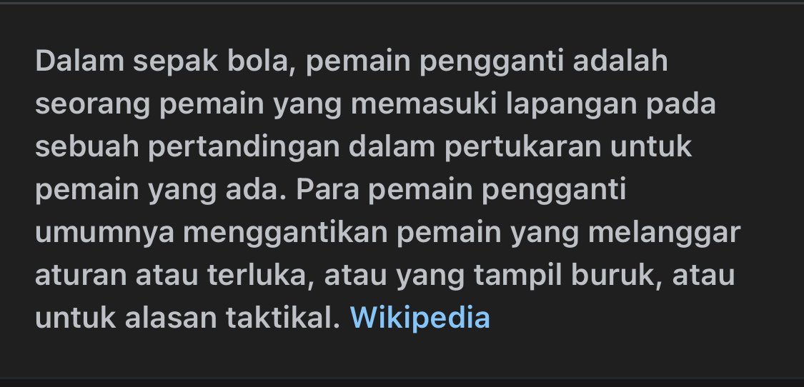 Peran pengganti : Cadangan