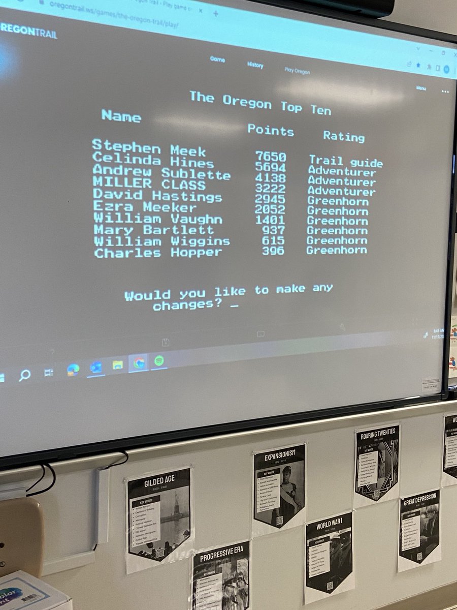 MsMeganMiller's tweet photo. 2nd period crushing Manifest Destiny with a little Oregon Trail today ✨ 🏔️#TexanMagic https://t.co/HiCoEVkB3F
