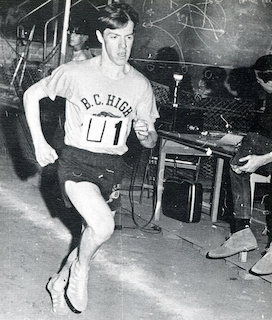 BCHigh's tweet image. John Quirk ’69 has held the record for the fastest mile time in #BCHigh Track history until last year when superstar runner, Chris Larnard ’24, claimed that record for himself. Over 50 years later, Quirk humbly passed his record-breaking jersey over to Larnard. AMDG 🦅