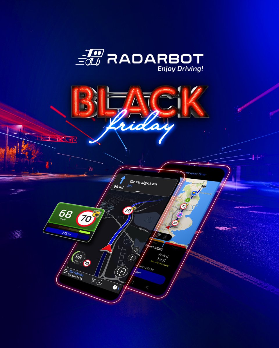 Radarbot's tweet photo. Black Friday is just around the corner, and at Radarbot we want you to be on time and fine-free for all the offers. 🕒🚦

We're kicking off Black Friday early! 🚀

Take advantage of this offer and safely… enjoy driving!

https://t.co/B8BPSBxY7C https://t.co/Fy9aOIibxh