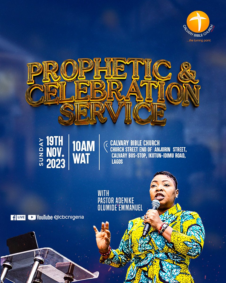 CBCNigeria's tweet photo. The presence of God evokes the prophetic and a unique joy that knows no bounds. We are ready to share this experience with you this Sunday.
Make sure, you join us as we experience the fullness of God.
Service starts at 10 am. Come expectant.
#CBCInvitesYou
#CBCGlobal https://t.co/AkF29AkfNP