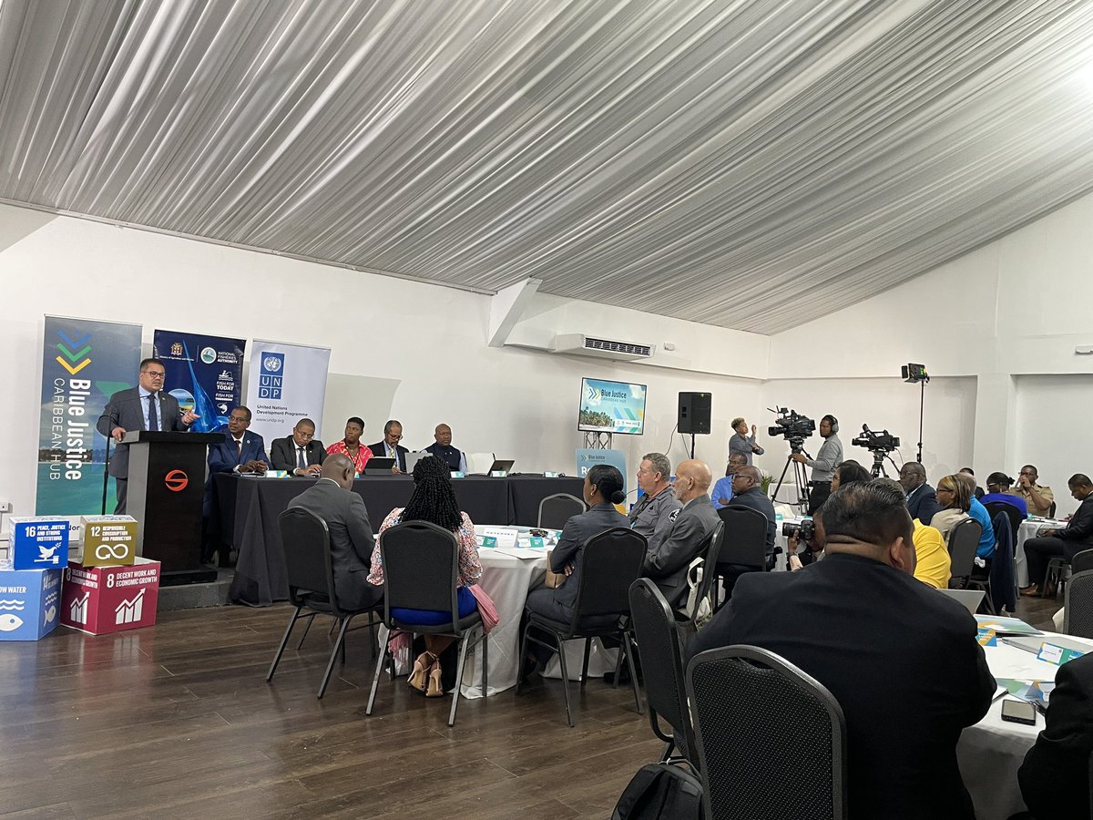In underscoring the need to address fisheries crime to secure the #BlueEconomy’s potential, Minister @matthewsamuda said the ocean provides awesome opportunity through right policies & enforcement to secure significant gains for local economies - Blue Justice Caribbean hub launch