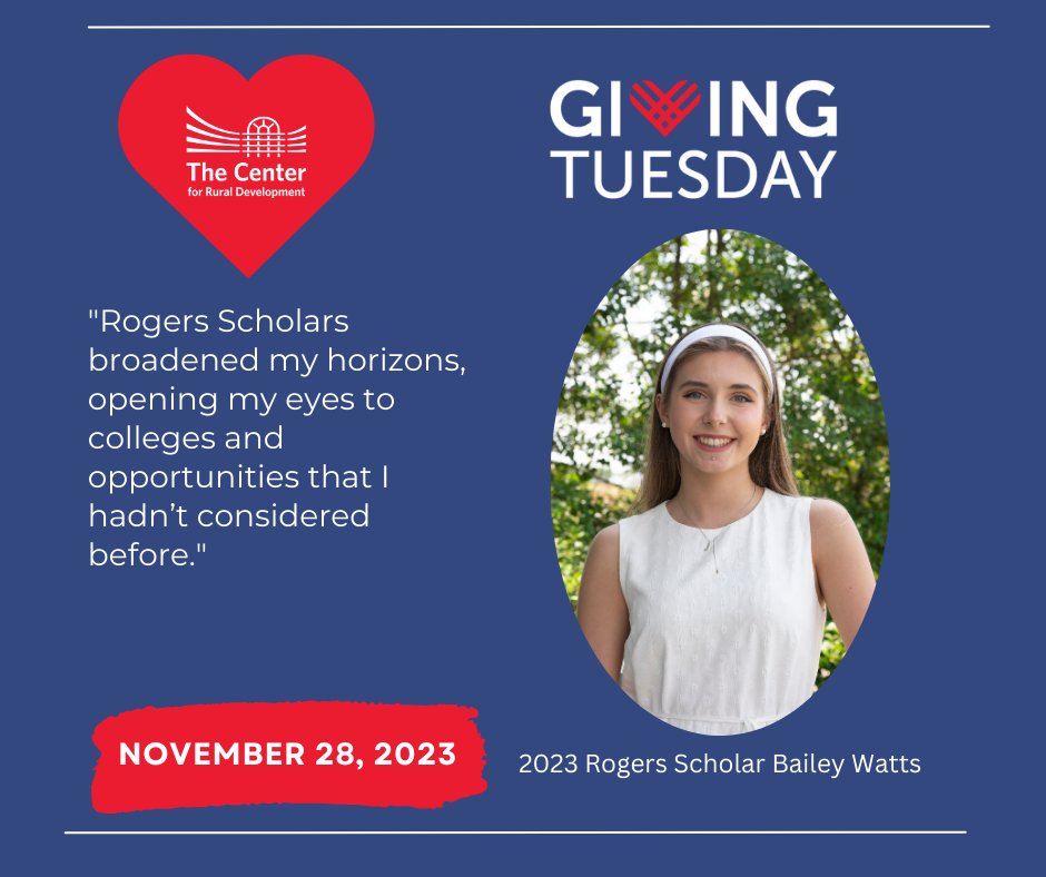 Did you know that you can make your #GivingTuesday donation early? Donations from now until Nov. 28 count towards supporting The Center for Rural Development’s Youth Programs. To donate, visit bit.ly/givingtuesday-….