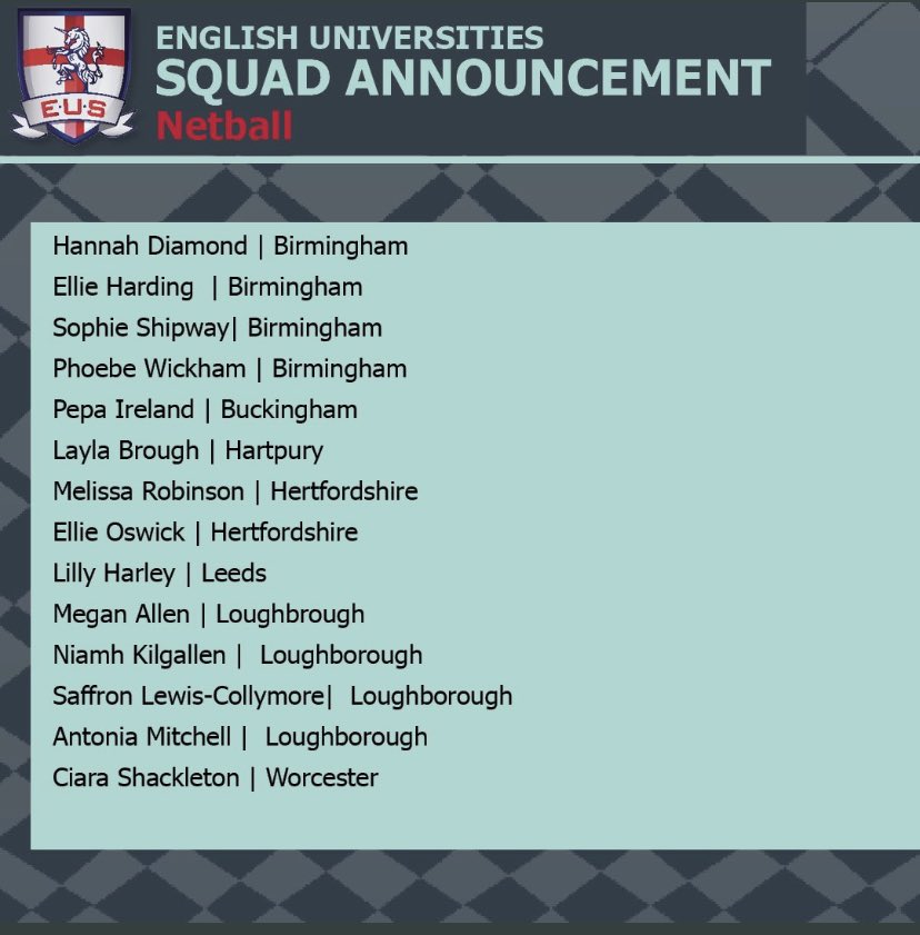 Hucclecote Netball (@hnc_netball) on Twitter photo Congratulations to Hucclecote players
<a href="/niamhkilgallen1/">Niamh</a> and <a href="/laybrough/">Layla Brough</a> on their selection for <a href="/EngUniSport/">English Universities Sport</a> netball squad ❤️🖤👏👏👏 Congratulations to Hucclecote players
<a href="/niamhkilgallen1/">Niamh</a> and <a href="/laybrough/">Layla Brough</a> on their selection for <a href="/EngUniSport/">English Universities Sport</a> netball squad ❤️🖤👏👏👏