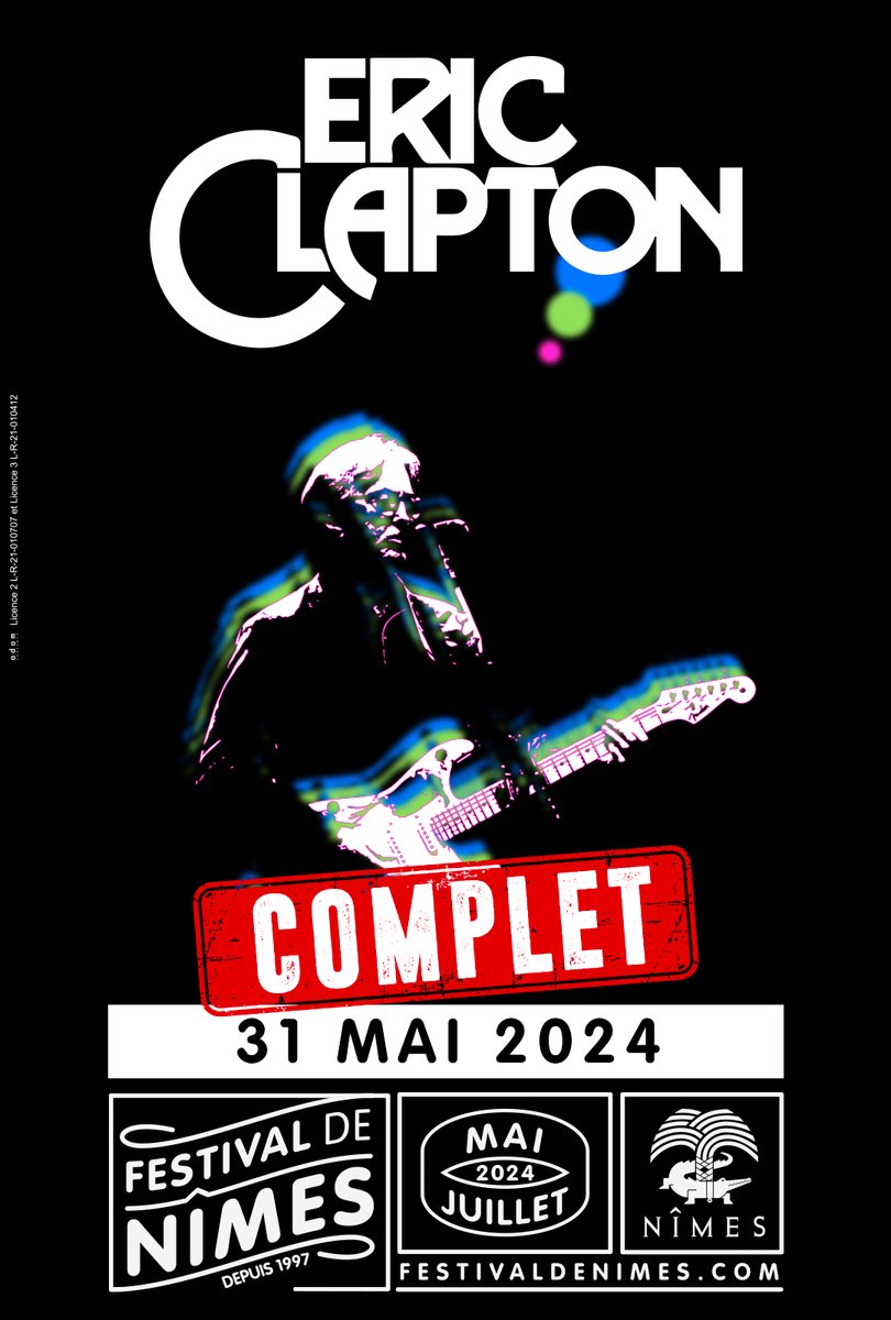🤯 Le concert d'@EricClapton prévu le Vendredi 31 Mai 2024 au Festival de Nîmes affiche désormais COMPLET ! 🎟 Retrouvez le reste de la programmation du #FestivaldeNîmes2024 sur festivaldenimes.com #FestivaldeNîmes