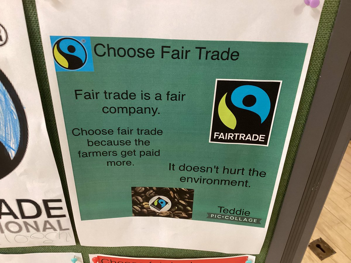 StJamesYear2's tweet photo. We have been learning about how we can serve people around the world by choosing Fair Trade products. We have made some posters to encourage people to shop Fair Trade. @StJamesChorley @FairtradeUK #LoveYourNeighbour #ServiceTeamDay https://t.co/zxI9b9HQ3f