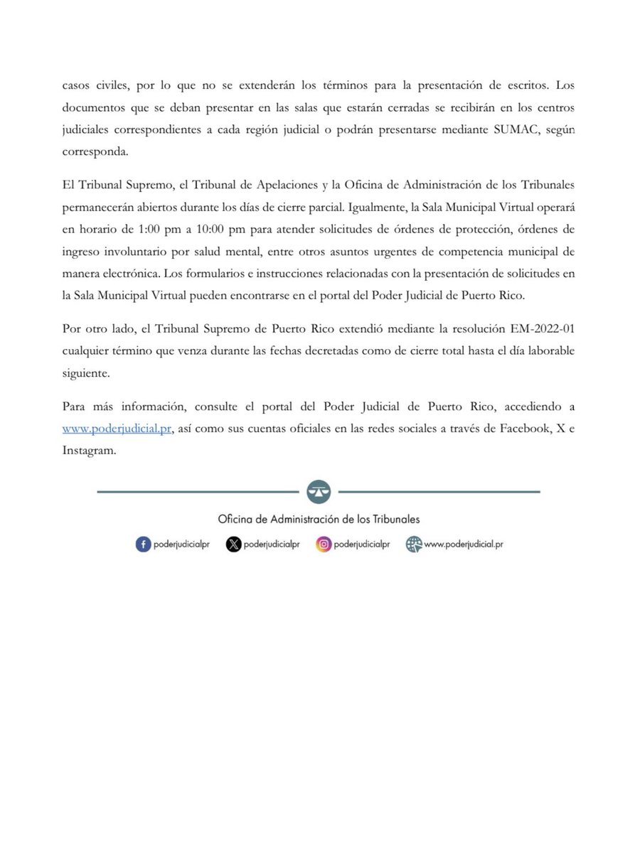 [Comunicado de prensa] Anuncian plan de operaciones en el Poder Judicial durante el periodo de Acción de Gracias