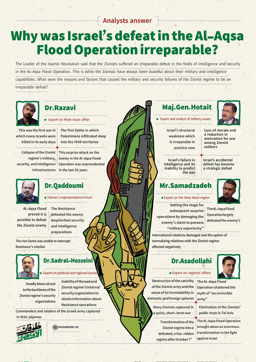 Khamenei_m's tweet photo. Why was #Israel's defeat in the #AlAqsaFlood Operation irreparable?

Download HQ 👇
https://t.co/VRF748zB4x https://t.co/vtqLDmYyAf