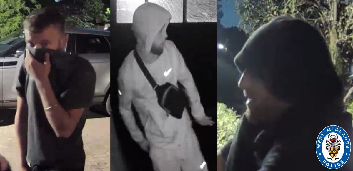 #APPEAL | We want to speak to these men following a burglary in Solihull. A garage was broken into in Bills Lane at around 9.30pm on 15 August. A group were disturbed and fled empty-handed. Contact us via Live Chat on our website, or by calling 101, and quote 20/703425.
