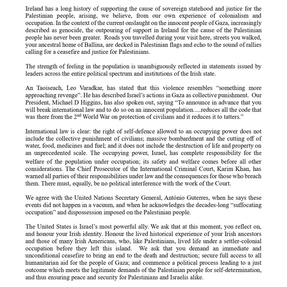 Open letter to President Joe Biden from Irish Civil Society Organisations representing over 1 million people. #oneworldonestruggle #freepalestine🇵🇸 #ceasefirenow