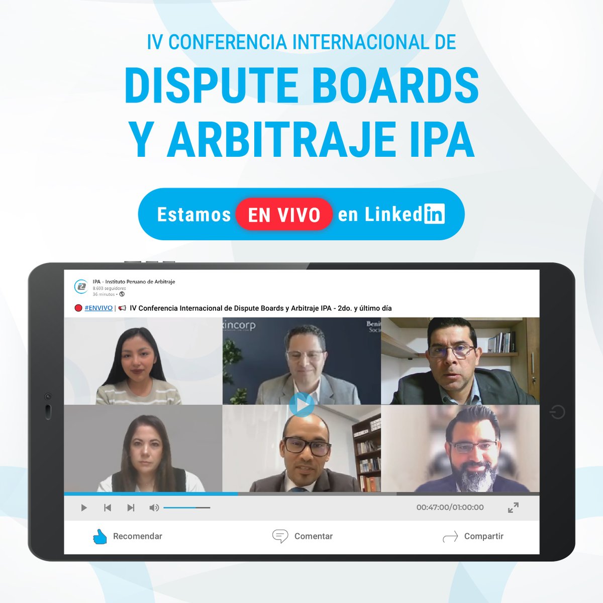 ipaperu's tweet image. 🔴 #ENVIVO | 📢 ¡Únete a la transmisión del segundo y último día de la IV Conferencia Internacional de Dispute Boards y #Arbitraje #IPA!

👇🏻 Haz clic en el enlace a continuación para unirte a nuestra transmisión en vivo en LinkedIn 👇🏻
bit.ly/3QRddLc

#DisputeBoards
