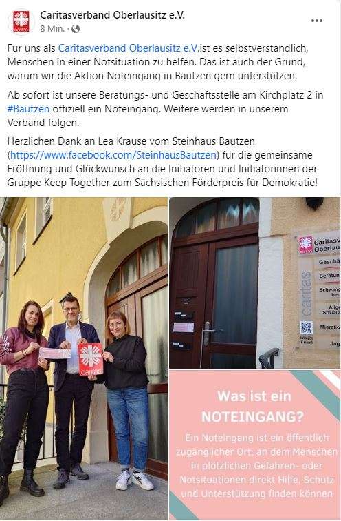 BirgitKieschni1's tweet photo. Wieder ein neuer Unterstützer für das Projekt #Noteingang #Bautzen 🥰...Danke @Caritas_web 🙏 https://t.co/TB15yv6kN6