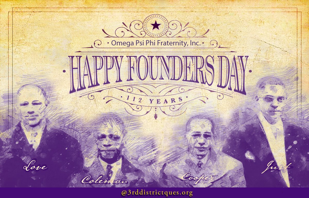 Happy Founders Day to the Brothers of Omega Psi Phi Fraternity, Inc.
112 Years!! Long Live Omega!!

Click the link below to read full message from DR Shawn R. Lacey:
3rddistrictques.org/founders-day-2…

#OmegaPsiPhi #FoundersDay2023 #FIETTS #oppf #3rddistrictques
