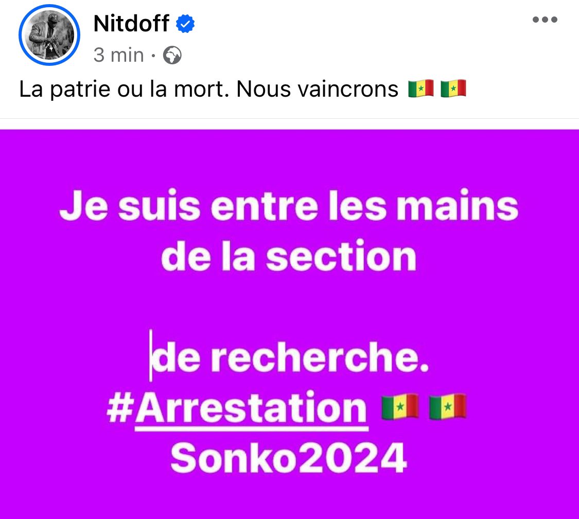 autruicomoi's tweet photo. Le rappeur Nitt Doff arrêté par la Section de recherches #Kebetu https://t.co/fFazR0NZUZ