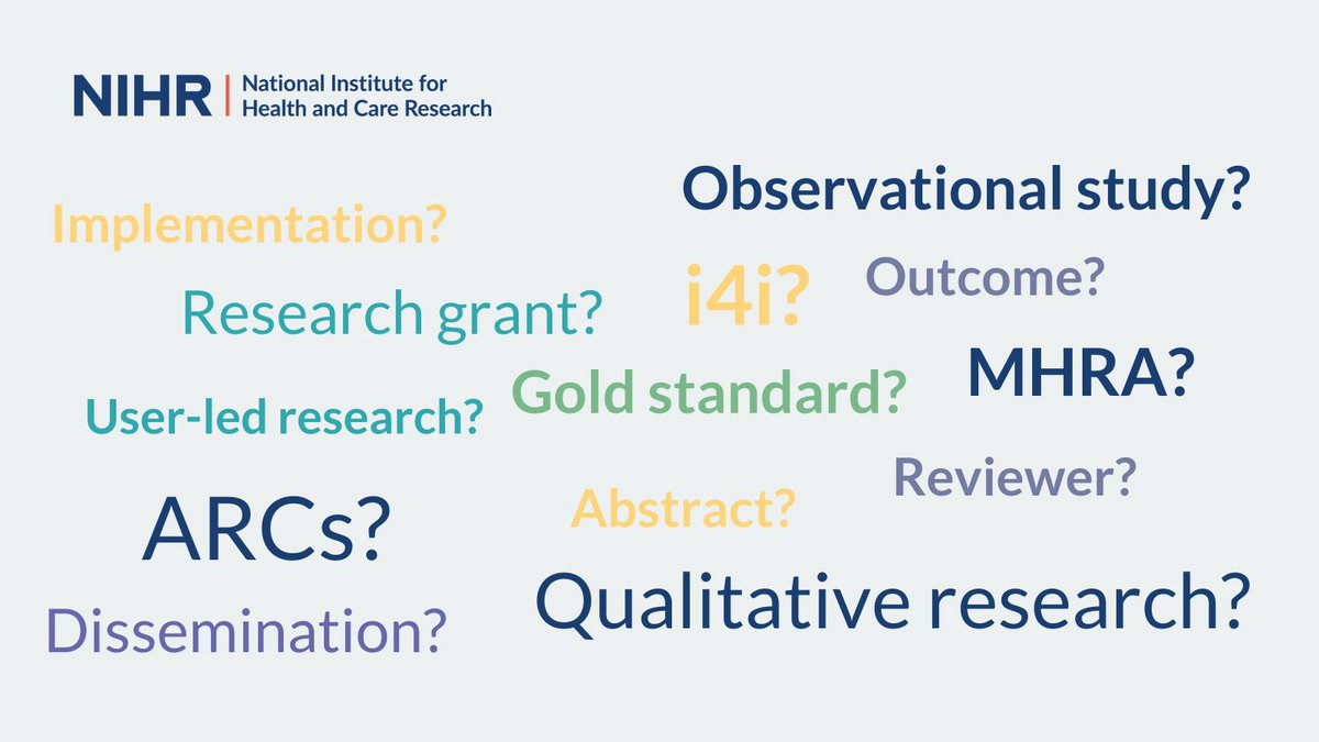 BRCs? Co-production? Funding Committees? Are you struggling with some of the terms used when people are speaking about research? Take a look at our NIHR glossary to find definitions and explanations: nihr.ac.uk/glossary