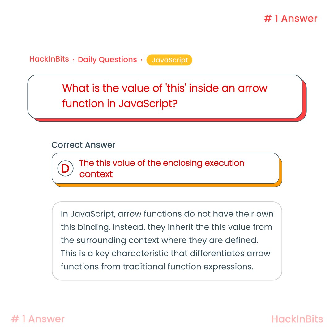 hackinbits's tweet image. Answer of JavaScript Skills Challenge 📷 - Daily Question #1
#javascript #hackinbits #quiz #dailyquiz