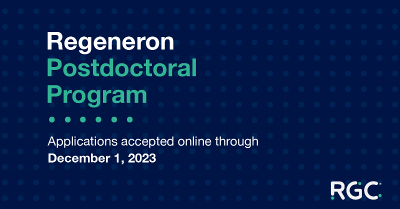 RegeneronDNA's tweet photo. Are you driven by your passion for science and looking to learn from a team of industry-leading geneticists? If so, our Postdoctoral Training Program may be for you. Applications are now open. Apply by December 1.