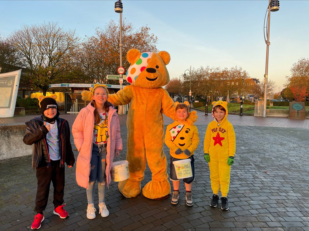 Leeslandschools's tweet photo. Thank you @GosportFerry for welcoming us to collect for #ChildreninNeed2023  this morning.  Thanks also to everyone who donated. It was great to see #Pudsey there too! https://t.co/SBDN8fl9kG