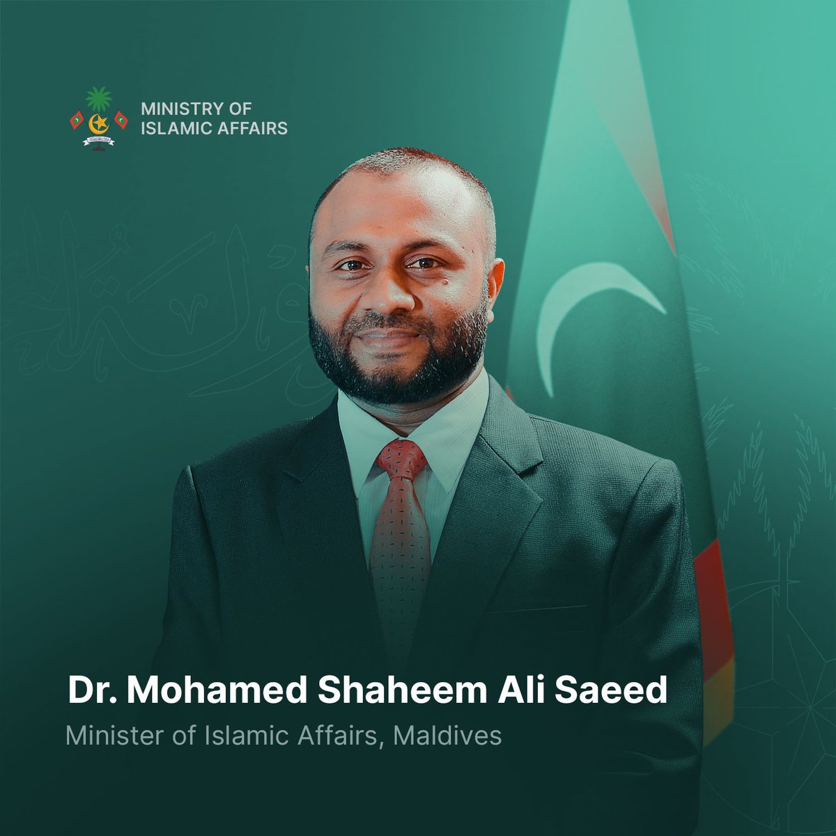 MVIaffairs's tweet photo. Congratulations H.E Dr. Mohamed Shaheem Ali Saeed, for been appointed as the next Minister of Islamic Affairs of the Republic of Maldives. 
A warm welcome to the Ministry. 
May your days as the Minister be bright and successful for the Nation.  Ameen https://t.co/wiY0beQMxE