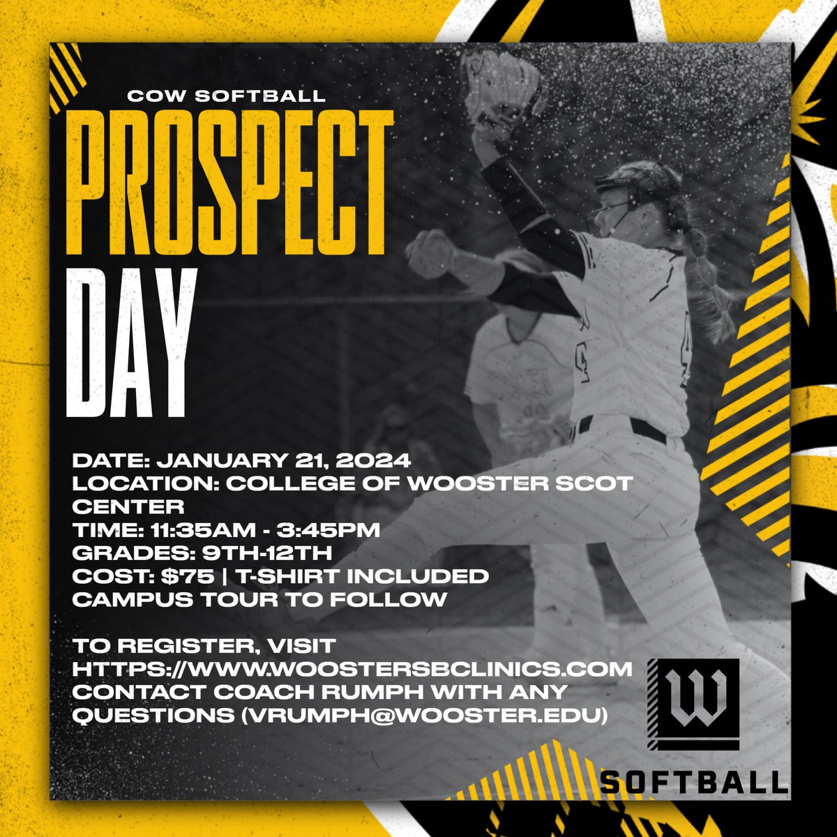 CoWSoftball's tweet photo. Our next Prospect Day is coming up on January 21st! Click on the link in the bio to register! https://t.co/IOOCkR8D1O