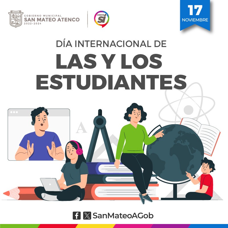 SanMateoAGob's tweet photo. 🗓️ #17deNov 👩🏻‍🚀👨🏽‍⚖️  👩🏻‍🎓 | En el Día Internacional de las y los Estudiantes, reconocemos su papel fundamental en la construcción de un mejor futuro, así como la necesidad de formarlos en la cultura de #DerechosHumanos.

#UnidosSí https://t.co/4DvYtB6BQR