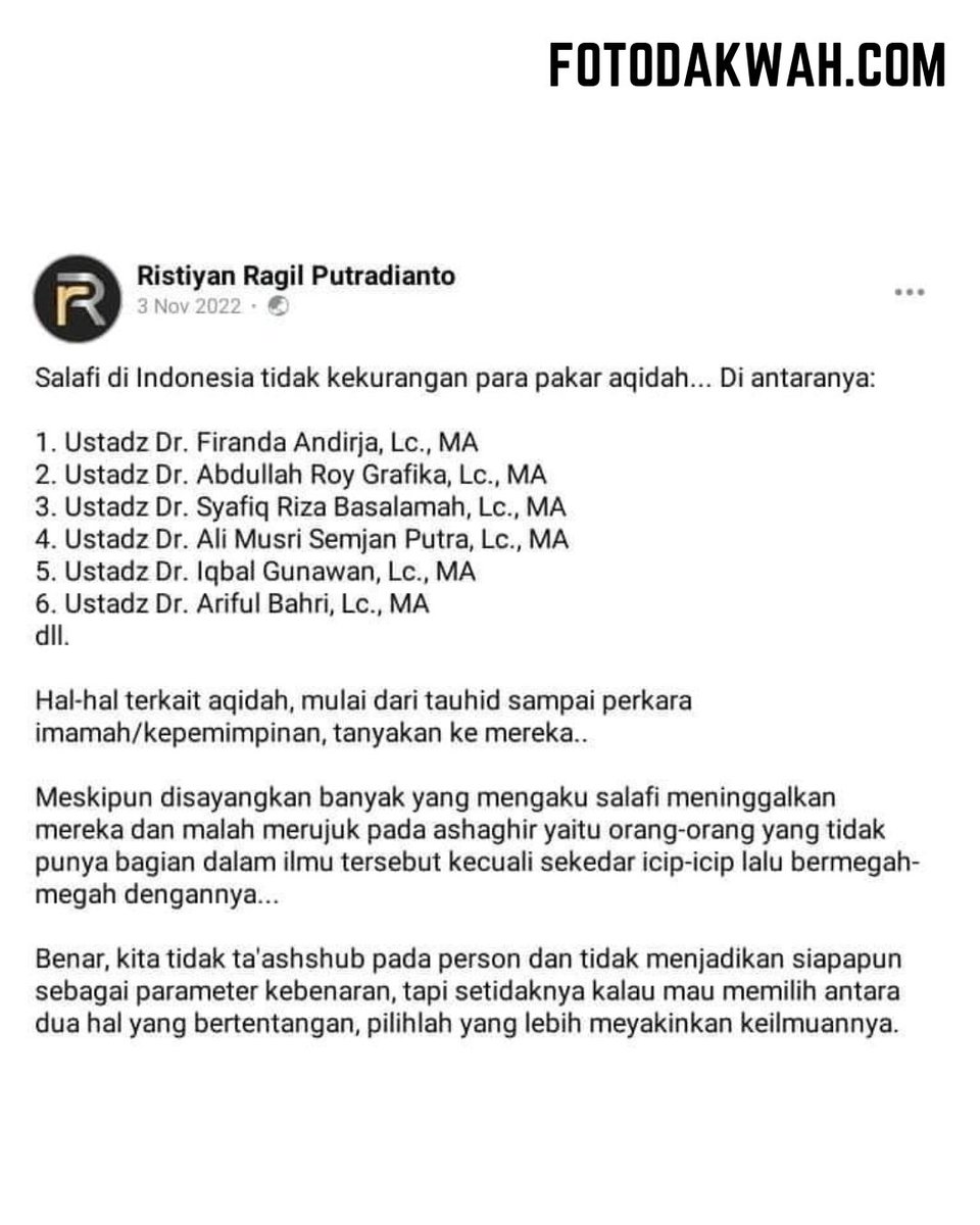 fotodakwah's tweet photo. Ustadz pakar akidah di Indonesia https://t.co/OW7Y5CKWei