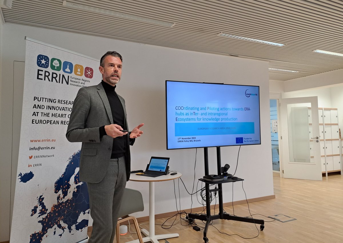 ERRINNetwork's tweet photo. What's new with ERA Hubs?
Today's #ERRIN #WGPolicy meeting was packed with ideas, debate and upcoming opportunities in COOPERATE and @ERA_FABRIC projects piloting the #ERAhubs concept to build up R&I ecosystems through multi-stakeholder engagement.
👉 https://t.co/UGJiDM7E2i https://t.co/ZyBwMHWsxE