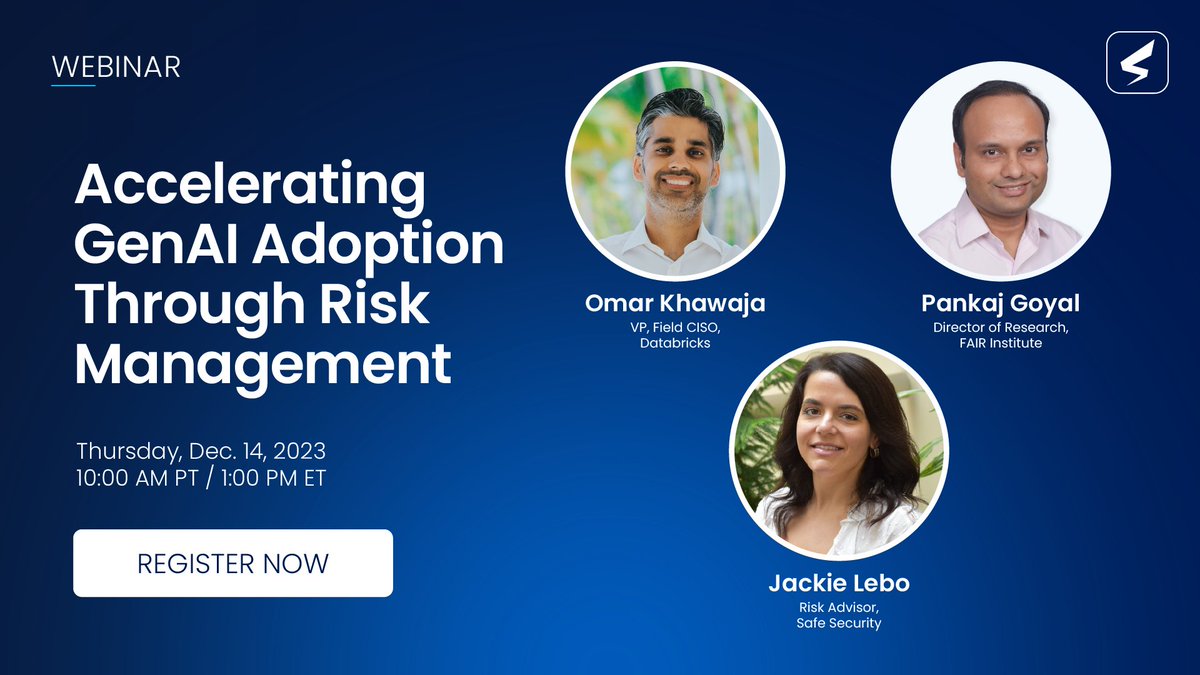 Are you ready to explore the possibilities of #GenAI and transform your enterprise but worry about its potential risks? Discover how to make risk-informed GenAI decisions in our LIVE webinar: databreachtoday.com/webinars/live-…

#cyberrisk #cyberriskmanagement #GenAI #AI