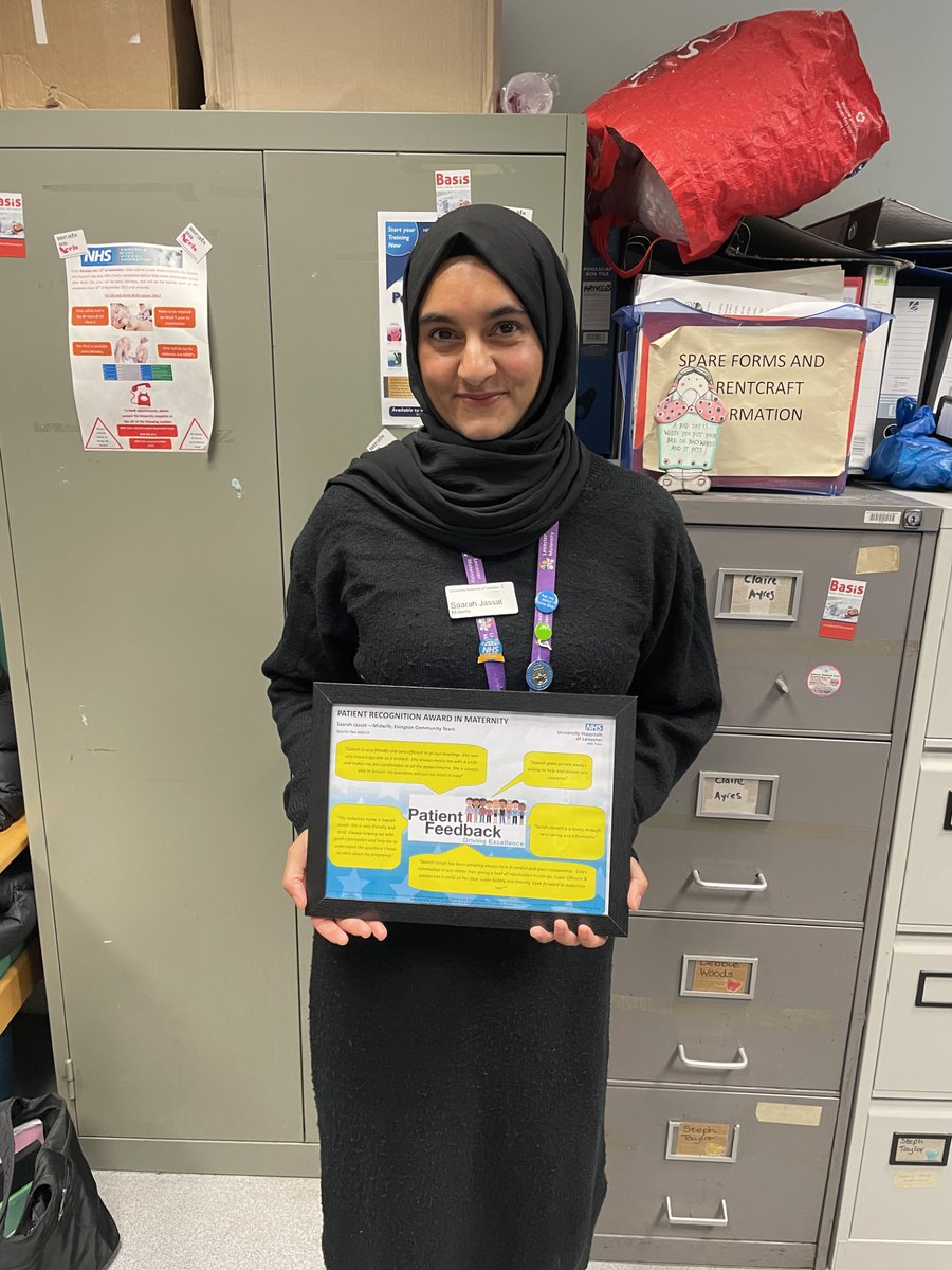 uhl_DOE's tweet photo. Congratulations to Midwife Saarah Jassat from the Evington Community Team, who received a Patient Recognition Award today for all the wonderful patient feedback she's received! 👏
@sueburtonDCN @Leic_hospital @HoggJulie https://t.co/aKyjpc976i